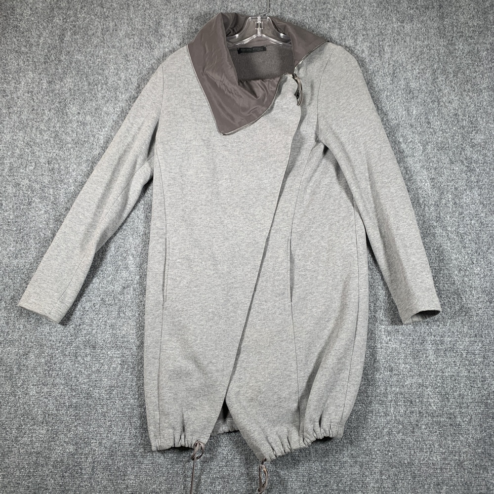 Fabiana Filippi Jacket Womens XS Gray Cotton Asymmetrical Zip Drawstring Knit
